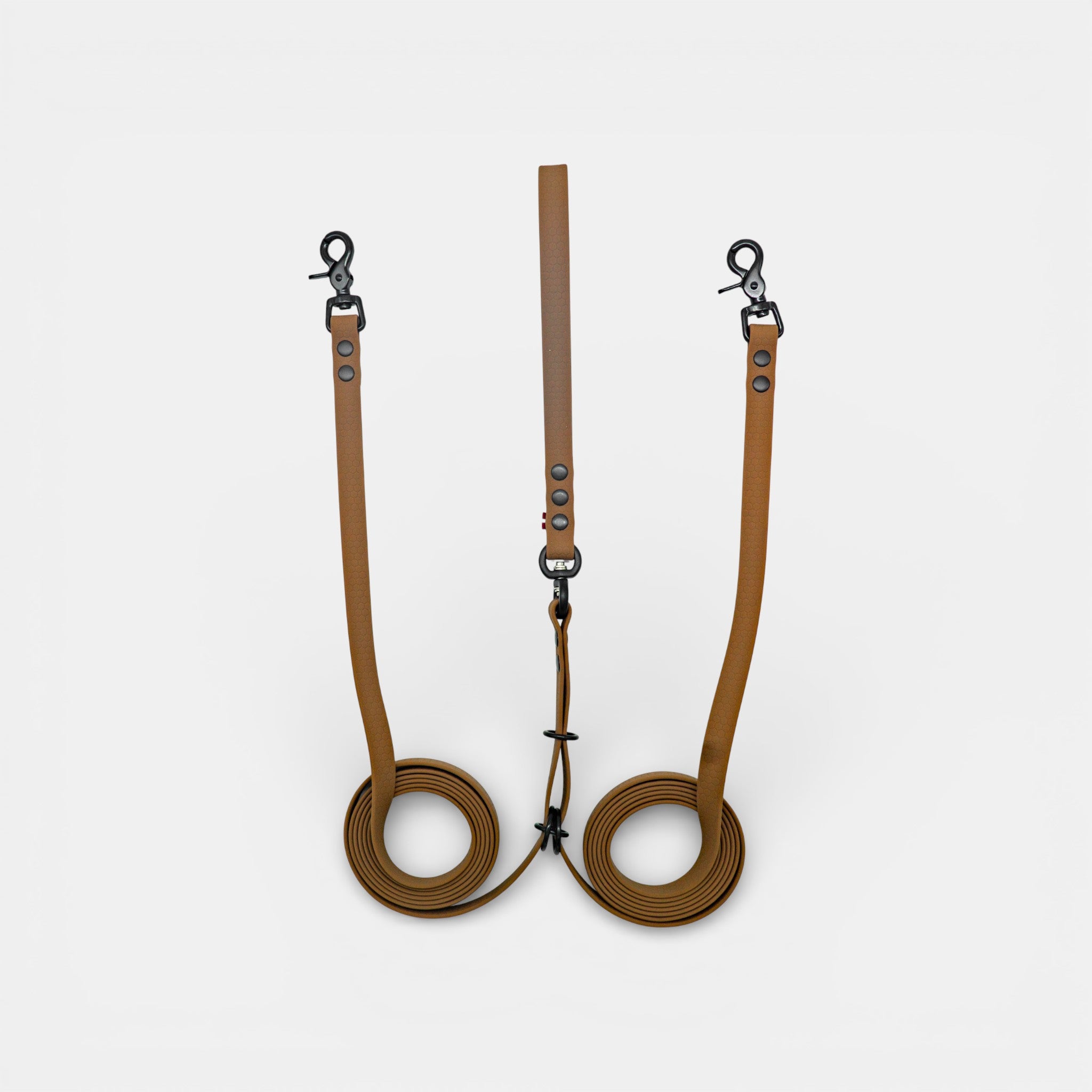 DuoFlex Hexa -talutushihna kahdelle koiralle – Ruskea